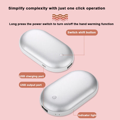 Ultra thin double-sided heating hand warmer with one click switch to 3 temperature levels, versatile for hand and abdominal warm