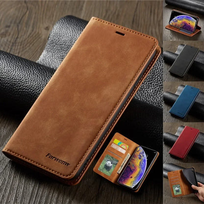 Thin Suede Leather Wallet Case for iPhone 11 12 13 14 15 16 17 Pro Max Mini XR XS 8 7 6 Plus SE 2020 5S Flip Cover Strong Magnet