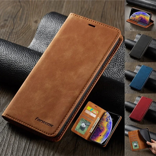 Thin Suede Leather Wallet Case for iPhone 11 12 13 14 15 16 17 Pro Max Mini XR XS 8 7 6 Plus SE 2020 5S Flip Cover Strong Magnet