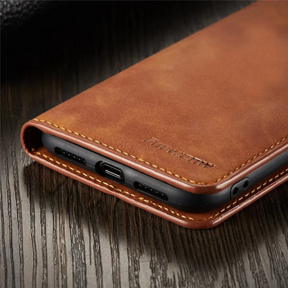 Thin Suede Leather Wallet Case for iPhone 11 12 13 14 15 16 17 Pro Max Mini XR XS 8 7 6 Plus SE 2020 5S Flip Cover Strong Magnet