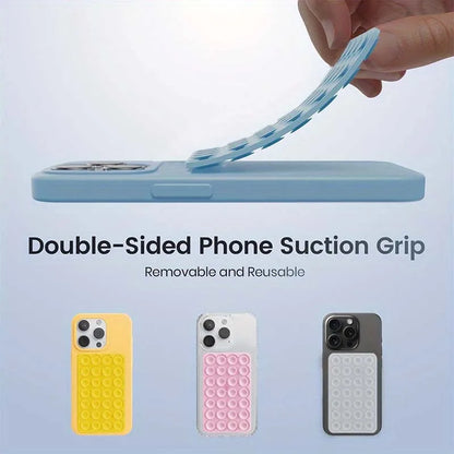 Silicone Suction Cup Phone Case Mount Double Sided Hands-Free Strong Grip Holder for Selfies and Videos for iPhone Android
