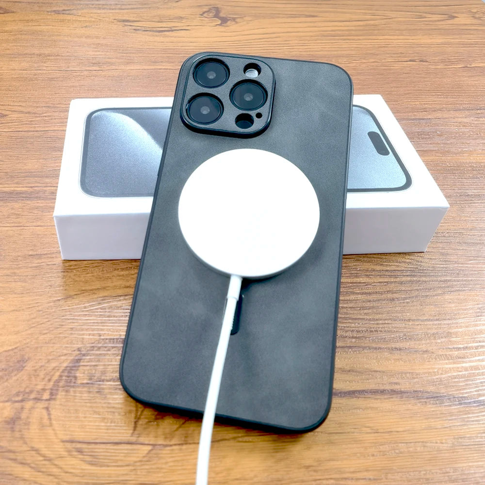 Luxury PU Leather Deer Case For iPhone 17 Air 16 15 14 13 12 11 Pro Max Plus 16E 15Pro 14Pro 13Pro Magsafe Wireless Charge Cover