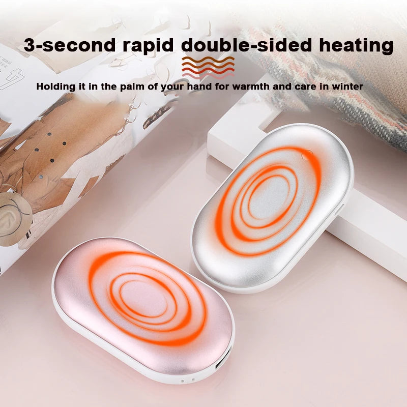Ultra thin double-sided heating hand warmer with one click switch to 3 temperature levels, versatile for hand and abdominal warm