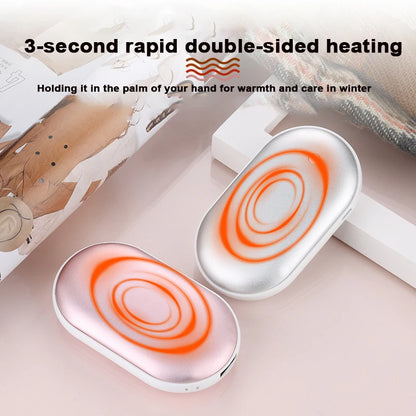 Ultra thin double-sided heating hand warmer with one click switch to 3 temperature levels, versatile for hand and abdominal warm