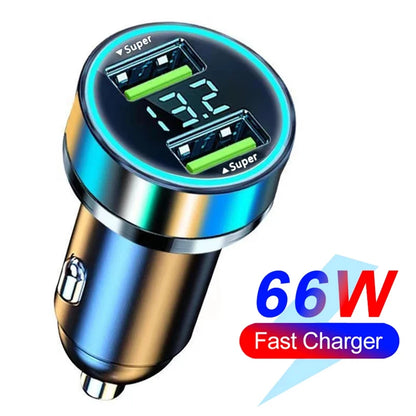250W PD Car Charger QC3.0 Fast Charge two to Six Port Car Cigarette Lighter Plug Car Charger Flash Charge with Digital Display