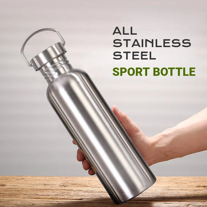 500/750/1000ml Stainless Steel Water Bottle Single Wall Large Capacity Big Mouth Vacuum Flasks with Lid Cycling Drinkware Sports